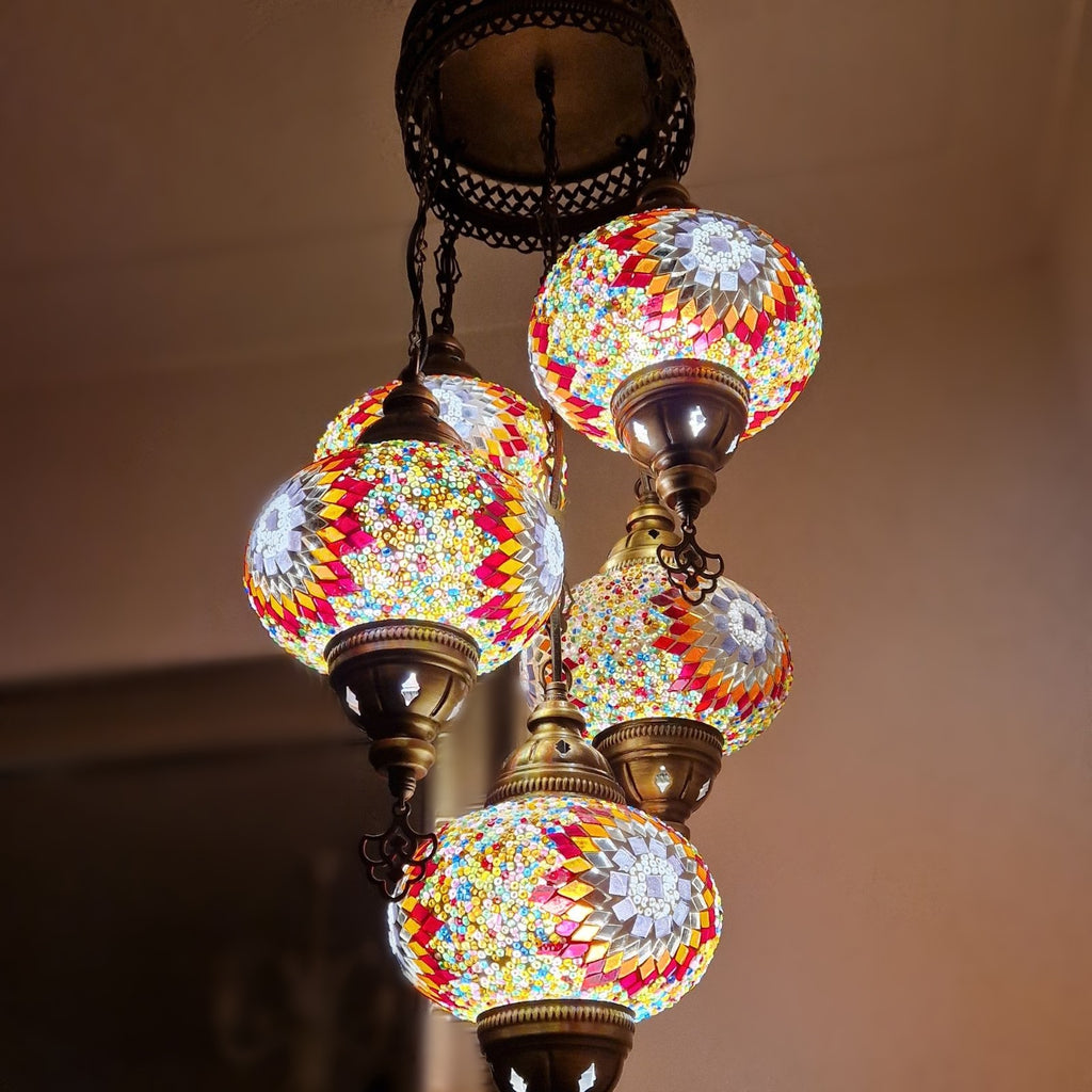 Kronleuchter im marokkanischen türkischen Stil mit 5 Kugeln B4
