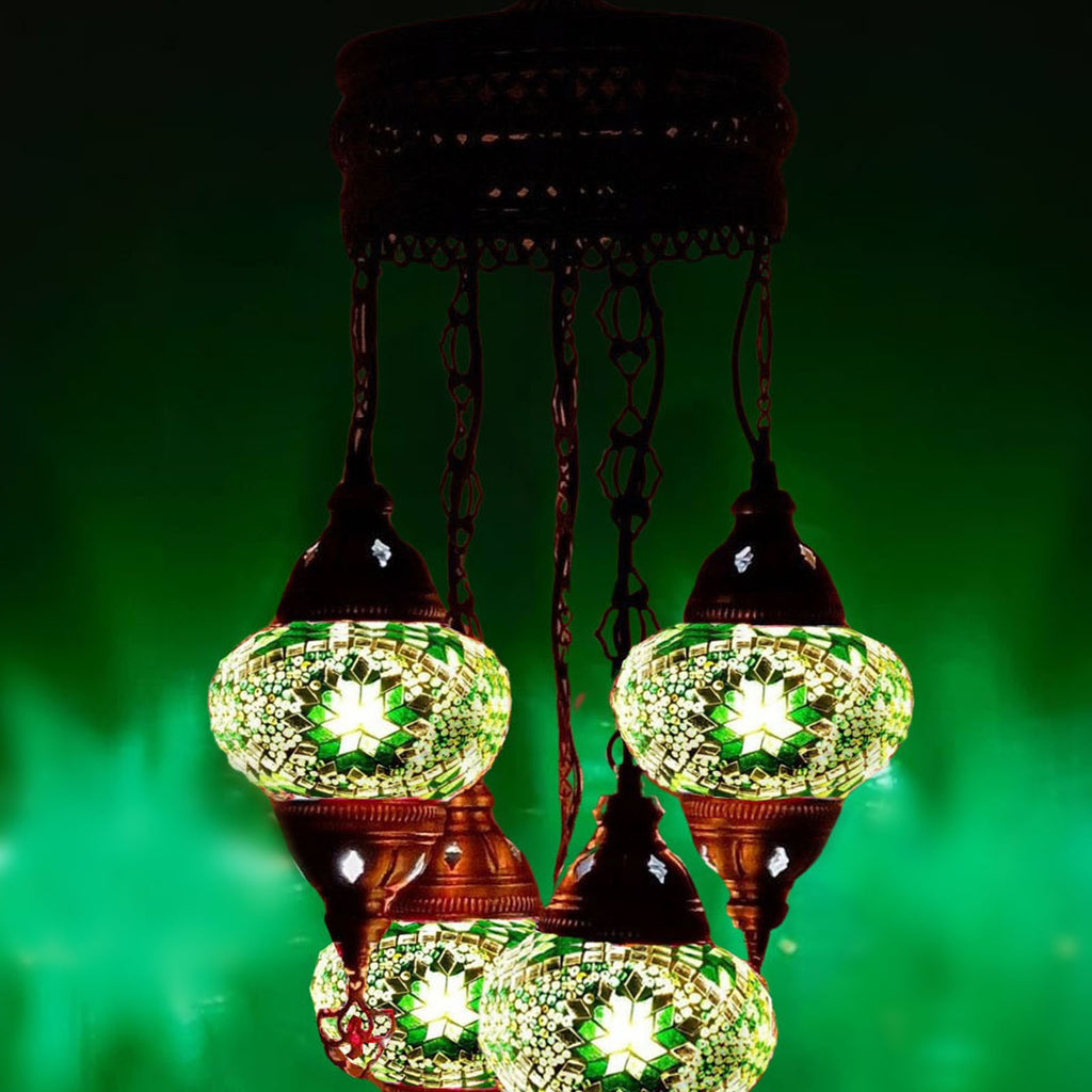 5 Ball Moroccan Turkish Style Chandelier GR1 - 100cm Drop