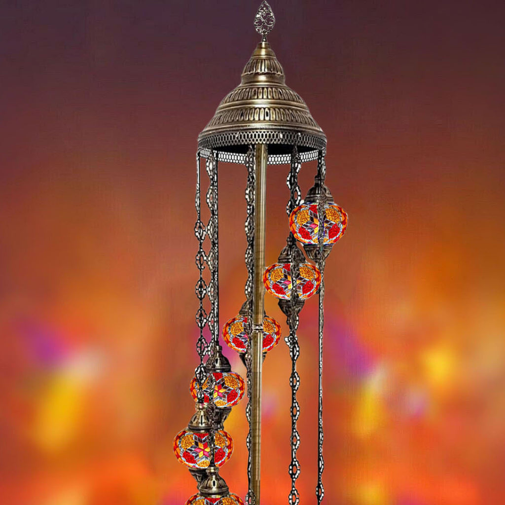 9 Ball Moroccan Turkish Style Floor Lamp Medium Glass