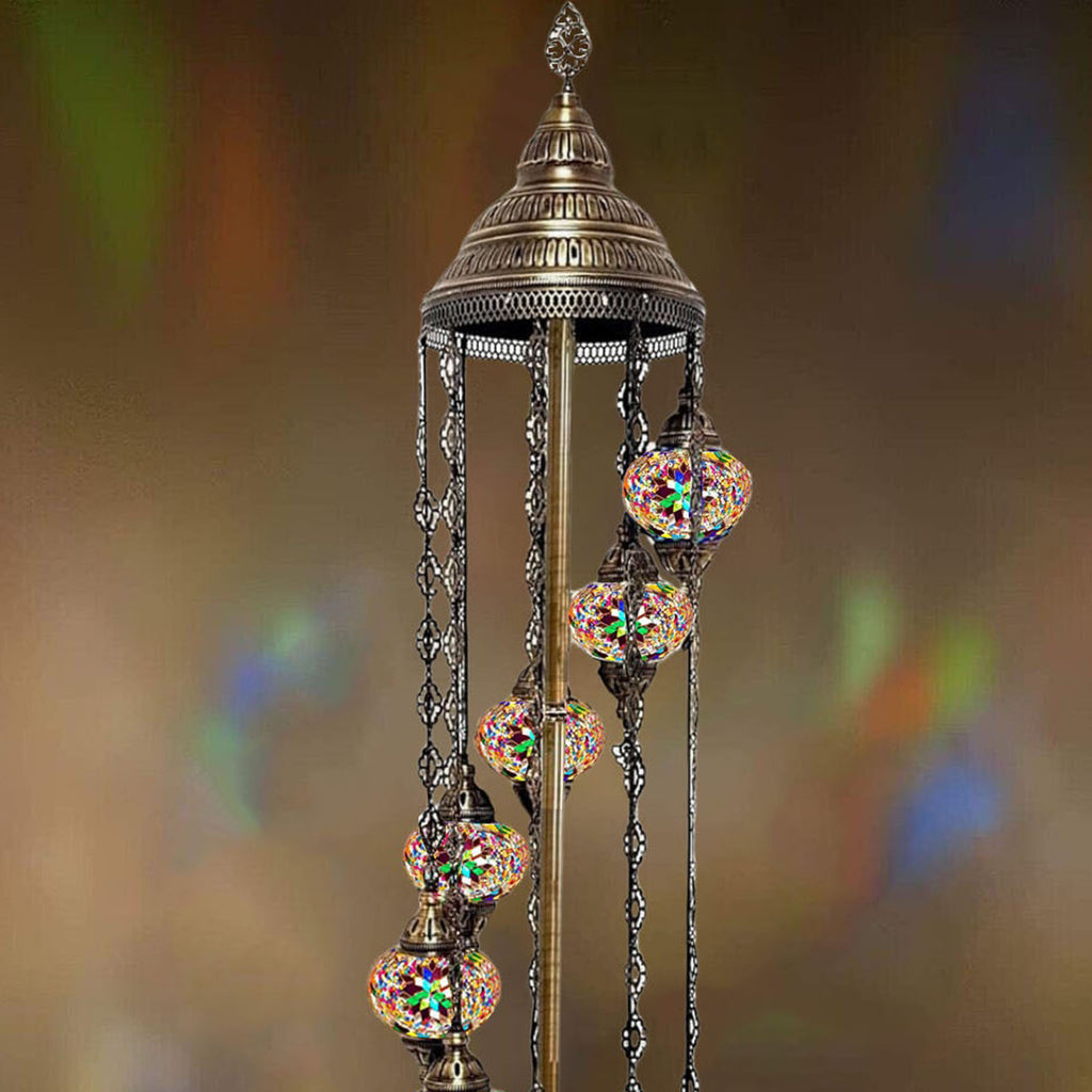 9 Ball Moroccan Turkish Style Floor Lamp Medium Glass