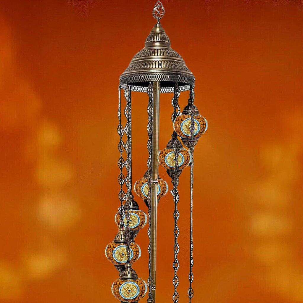 9 Ball Moroccan Turkish Style Floor Lamp Medium Glass