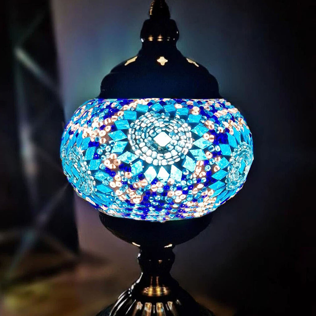 Türkisch-marokkanische Lampe, authentischer Glas-Schreibtisch im Tiffany-Stil, CE-geprüft