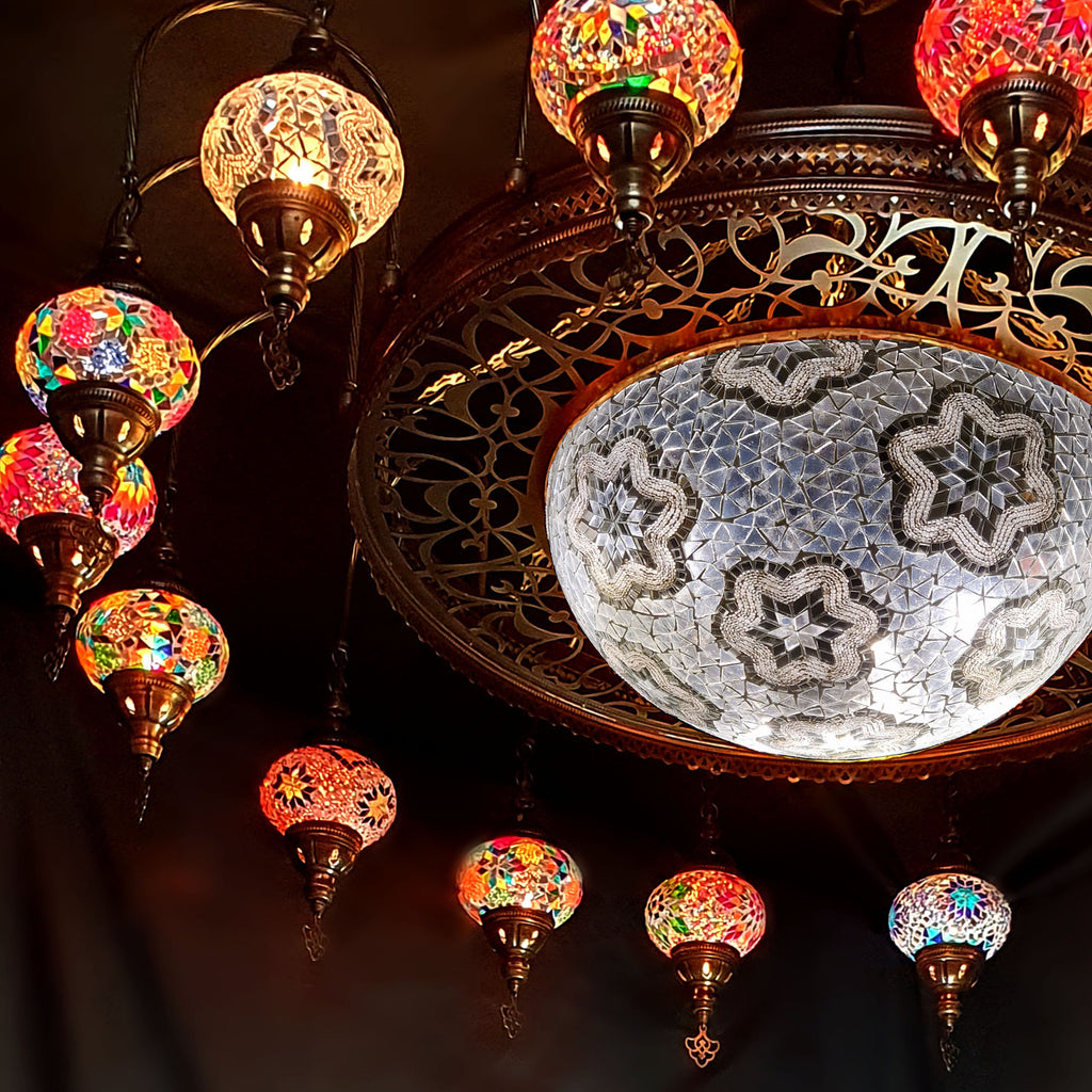 16 Ball Turkish Moroccan Extra Large Mosaic Chandelier Lamp Light Hallway Restaurant Fitting