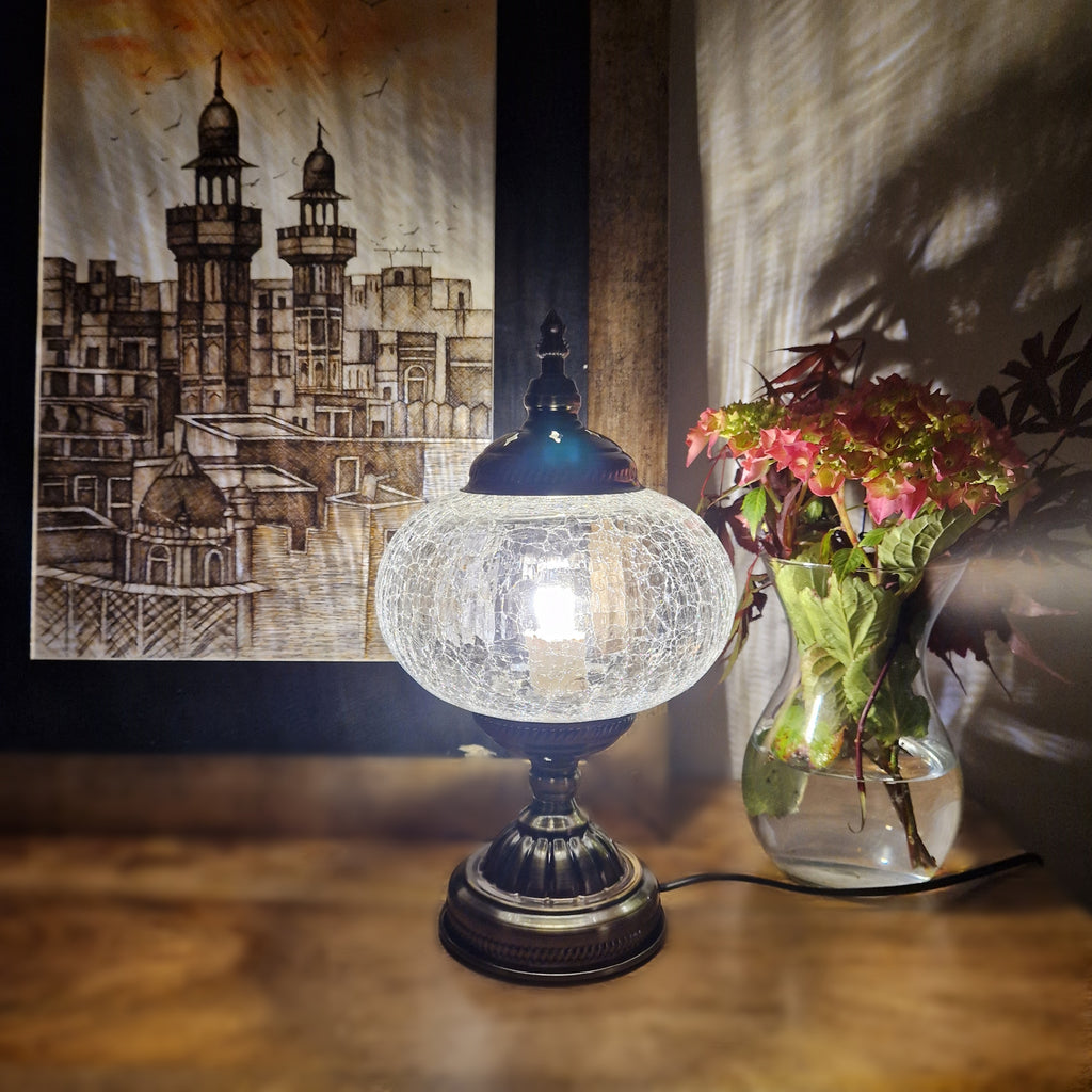 Türkisch-marokkanische Lampe, authentischer Glas-Schreibtisch im Tiffany-Stil, CE-geprüft