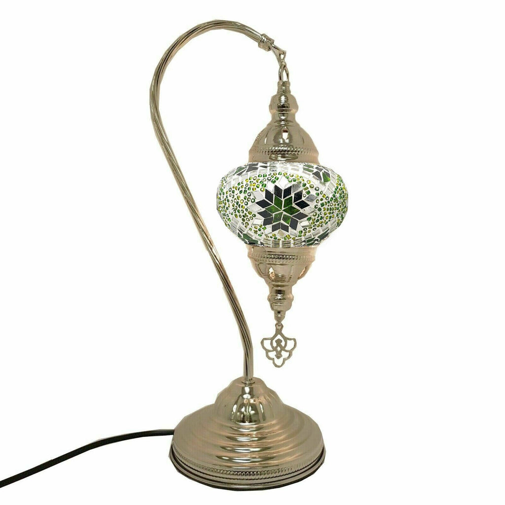 Moroccan Turkish Silver Chrome Table Lamp - GR1