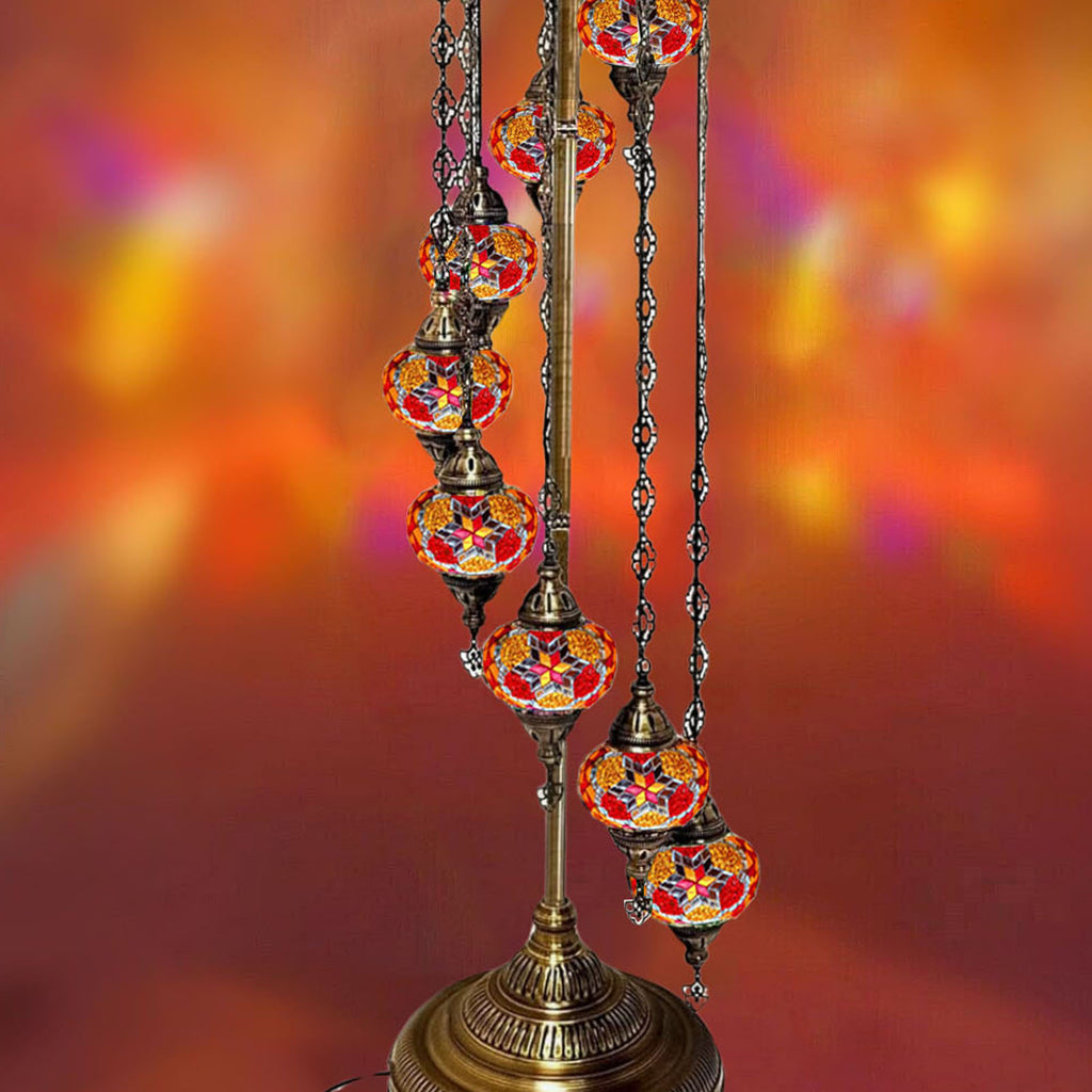9 Ball Moroccan Turkish Style Floor Lamp Medium Glass