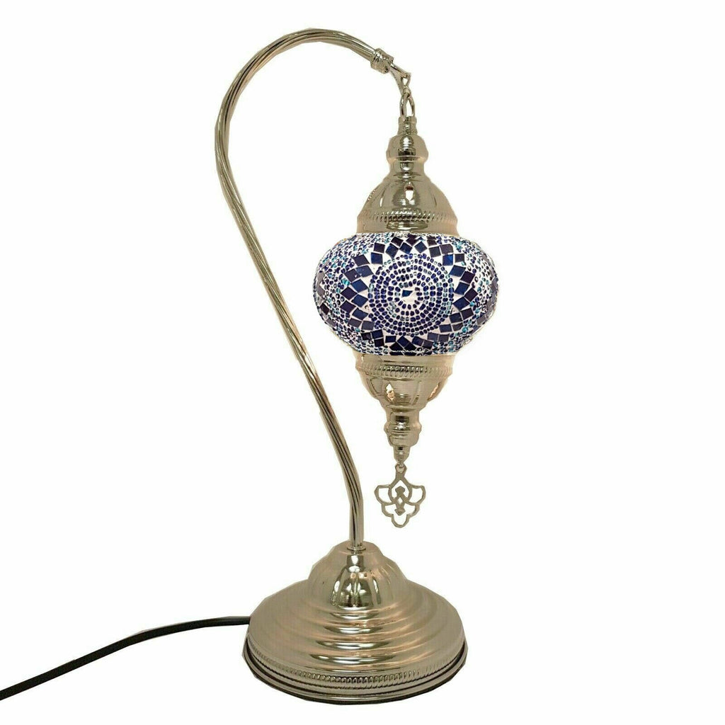 Moroccan Turkish Silver Chrome Table Lamp - B13