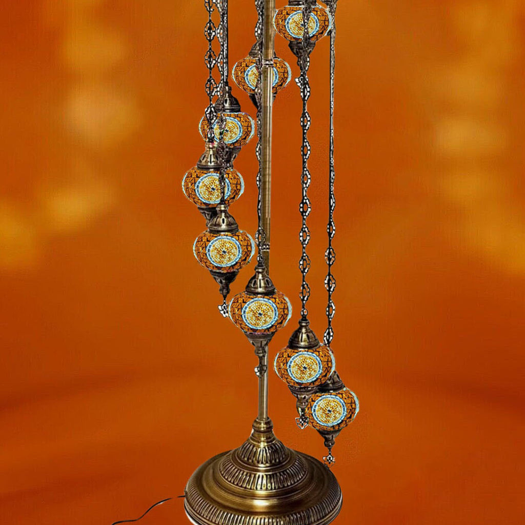 9 Ball Moroccan Turkish Style Floor Lamp Medium Glass