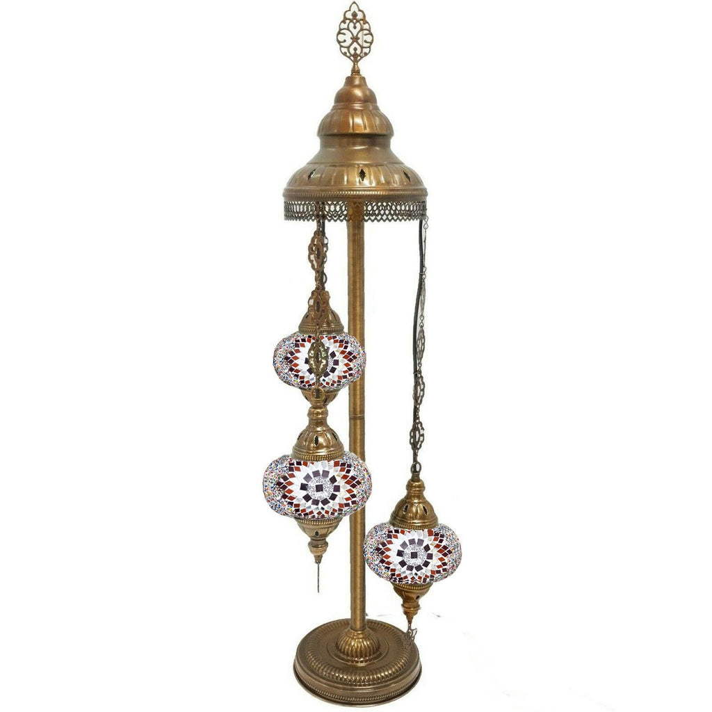 3 Ball Moroccan Turkish Style Floor Lamp Large Glass MC6