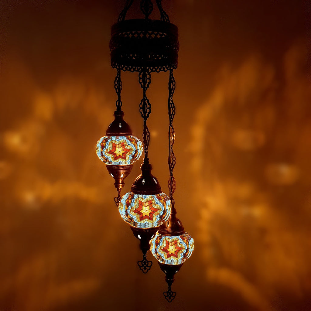 Turkish Chandeliers Moroccan Tiffany Style Glass Mosaic Hanging Lamp