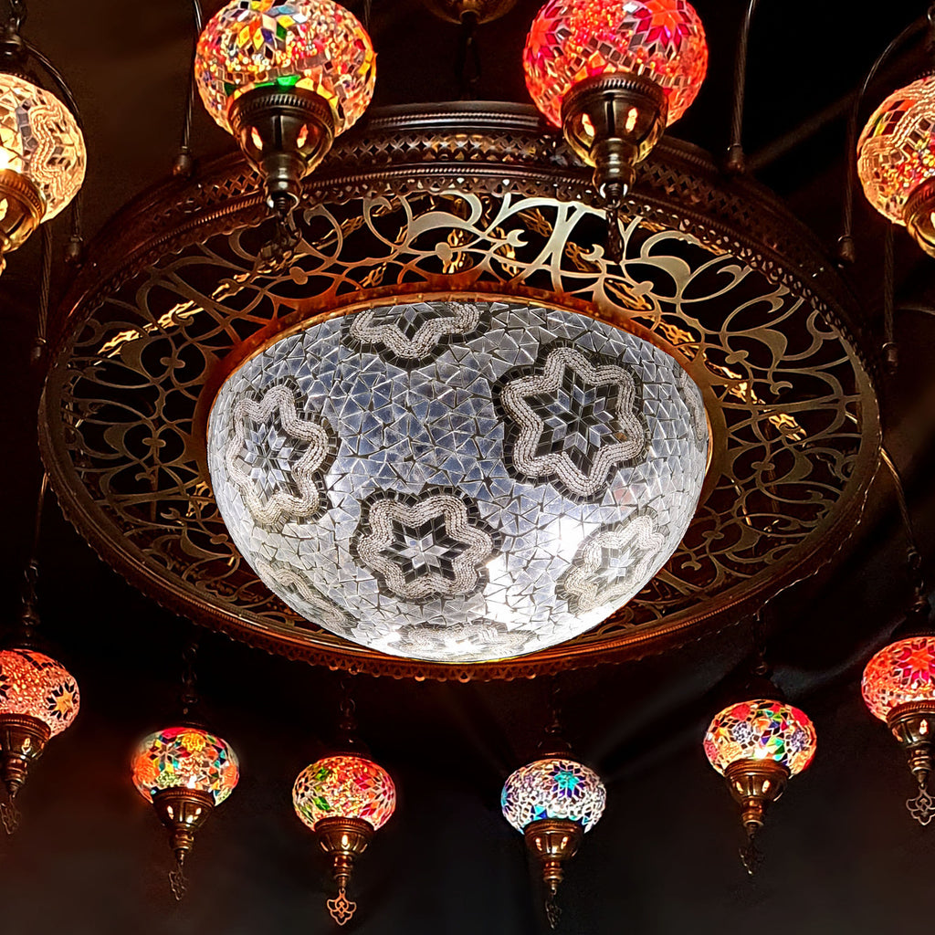 16 Ball Turkish Moroccan Extra Large Mosaic Chandelier Lamp Light Hallway Restaurant Fitting