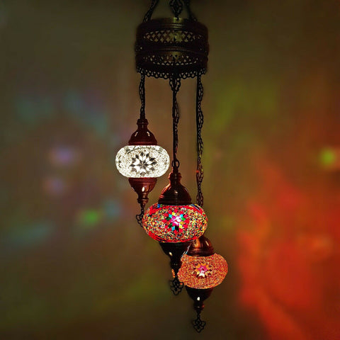 3 Ball Moroccan Turkish Style Chandelier Large Glass MIX-3