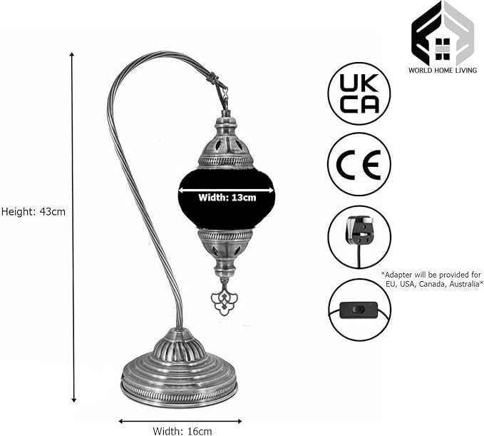 Moroccan Turkish Silver Chrome Table Lamp - W6