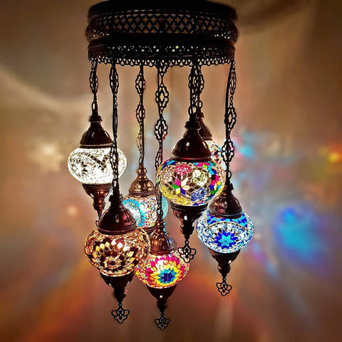 7 Ball Moroccan Turkish Style Chandelier MIX