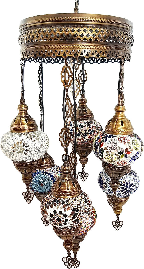 7 Ball Moroccan Turkish Style Chandelier MIX