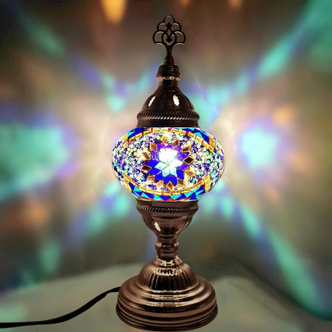 Moroccan Turkish Silver Mosaic Table Lamp