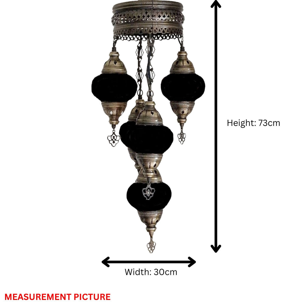 5 Ball Moroccan Turkish Style Chandelier MC11 - 73cm Drop