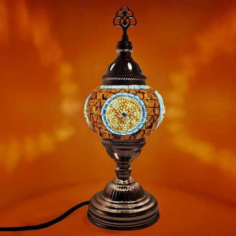 Moroccan Turkish Silver Mosaic Table Lamp