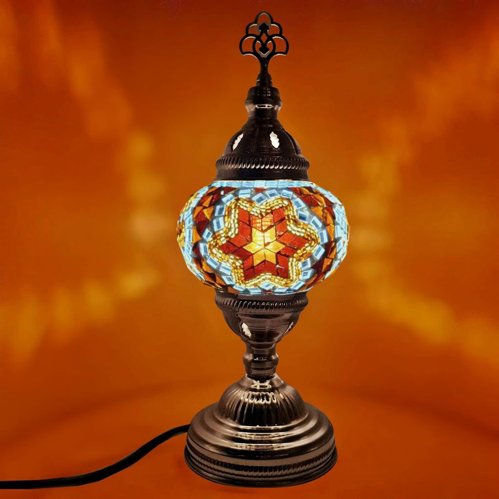 Moroccan Turkish Silver Mosaic Table Lamp