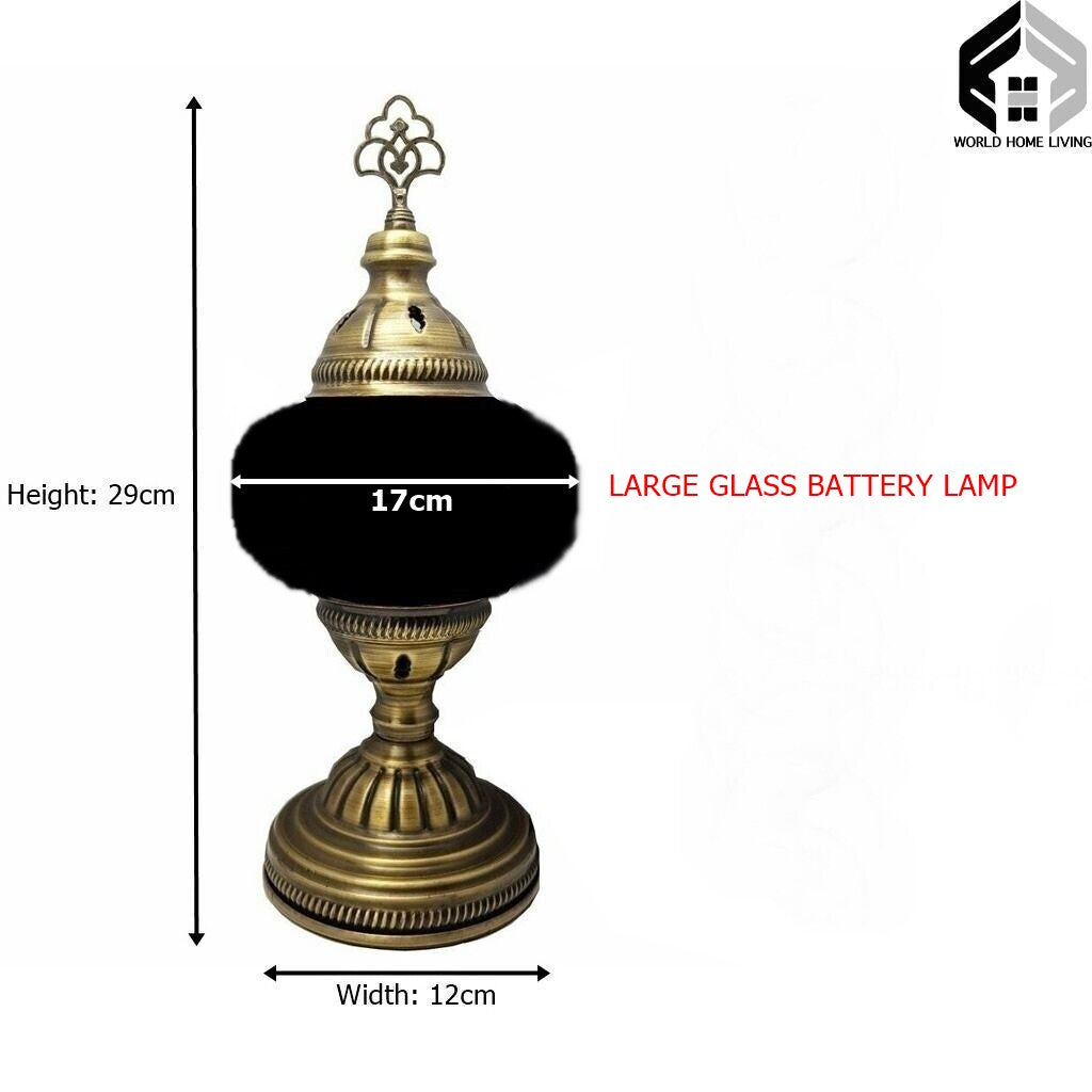 Battery Operated Mosaic Turkish  Table Lamp LARGE GLASS - G1