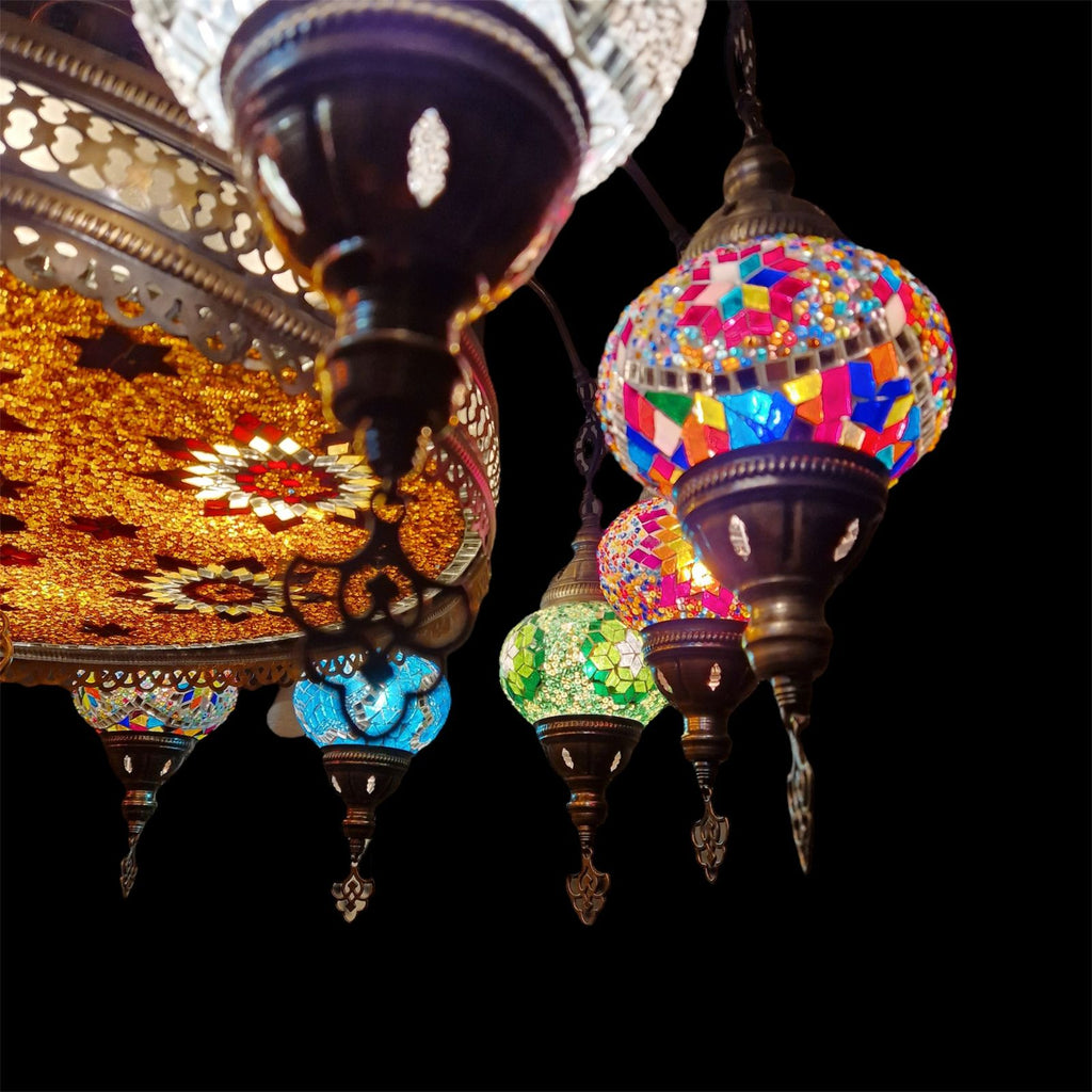12 Ball Turkish Moroccan Large Mosaic Chandelier Lamp Light Hallway Restaurant