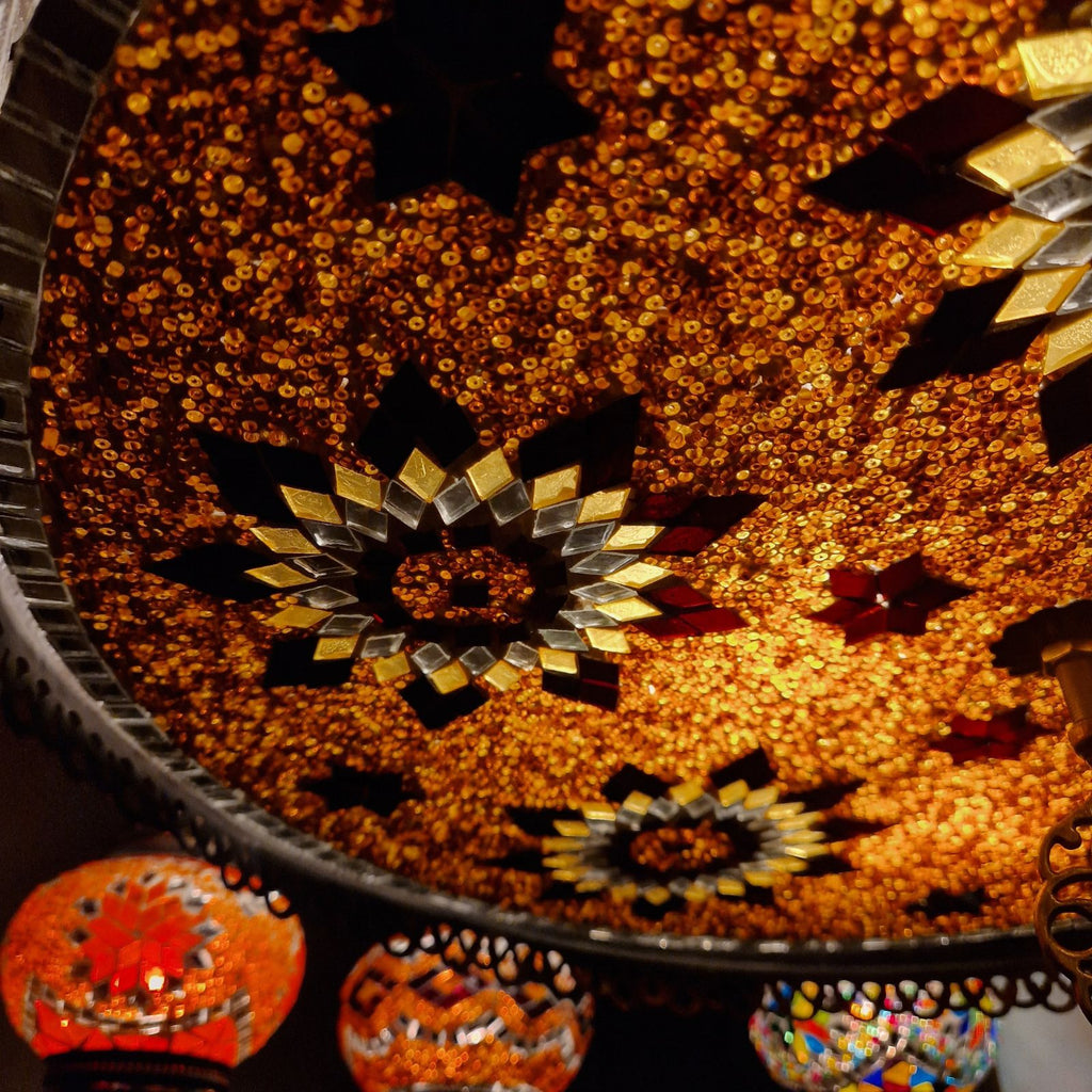 12 Ball Turkish Moroccan Large Mosaic Chandelier Lamp Light Hallway Restaurant