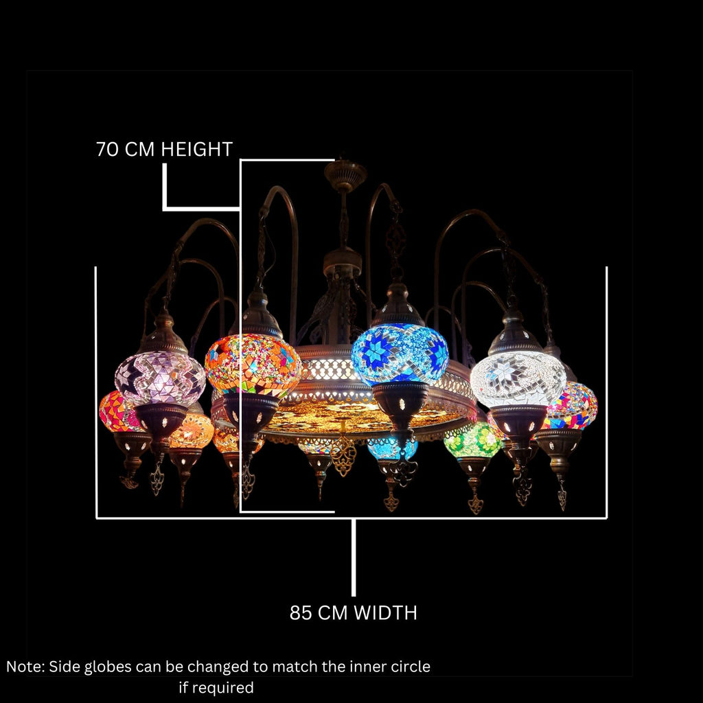 12 Ball Turkish Moroccan Large Mosaic Chandelier Lamp Light Hallway Restaurant