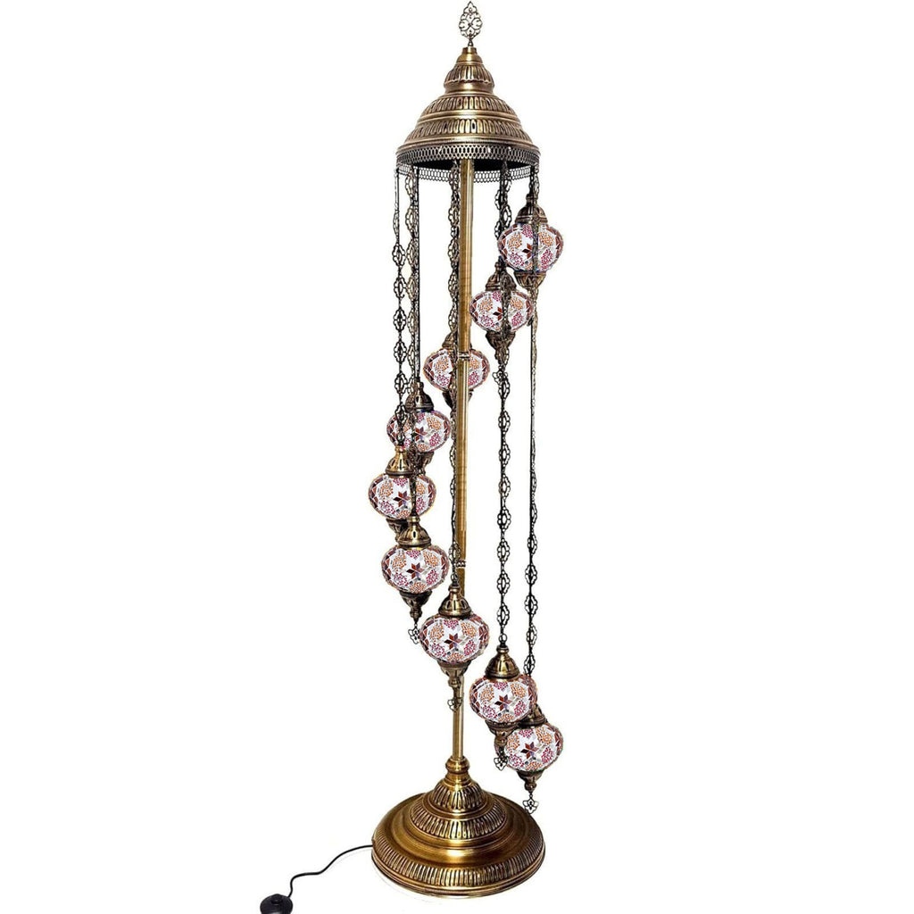 9 Ball Moroccan Turkish Style Floor Lamp Medium Glass