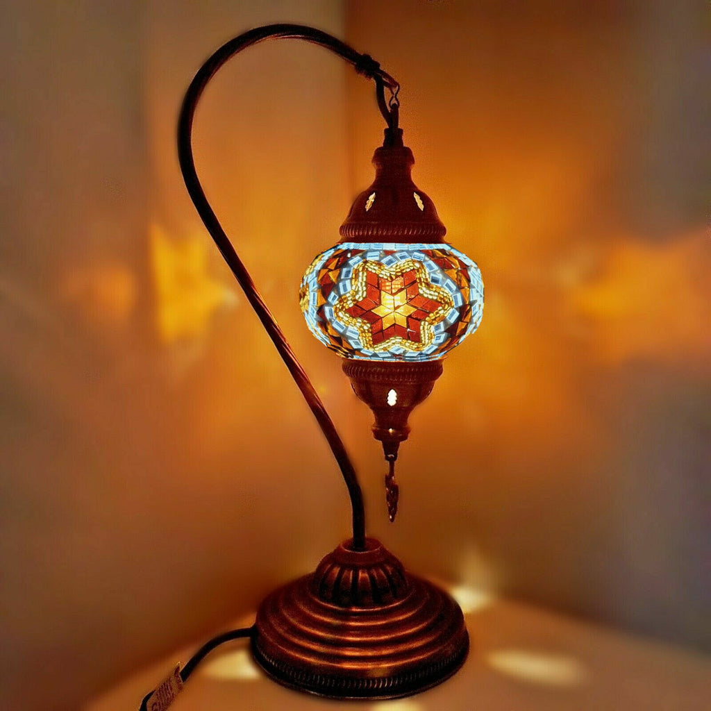 Turkish Mosaic Moroccan Lamp Light Tiffany Style Glass Desk Table CE Tested