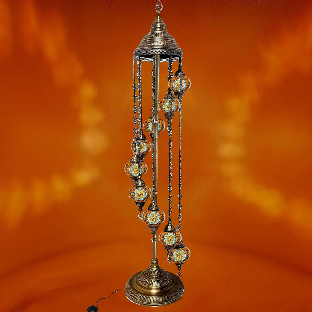 9 Ball marokkanische Stehlampe im türkischen Stil, mittleres Glas