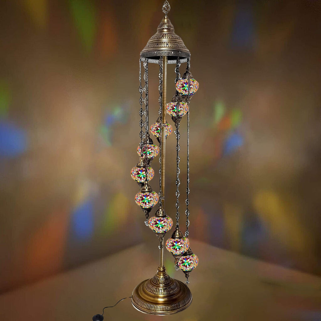 9 Ball Moroccan Turkish Style Floor Lamp Medium Glass