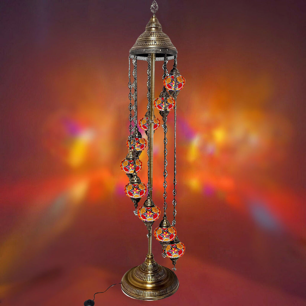 9 Ball Moroccan Turkish Style Floor Lamp Medium Glass