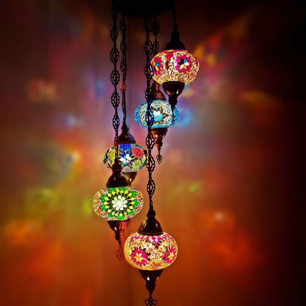 5 Ball Moroccan Turkish Style Chandelier MIX