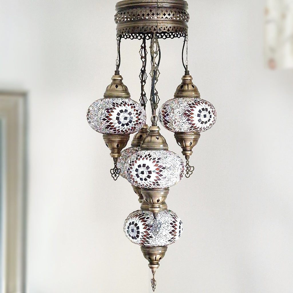 Kronleuchter im marokkanischen türkischen Stil mit 5 Kugeln B4