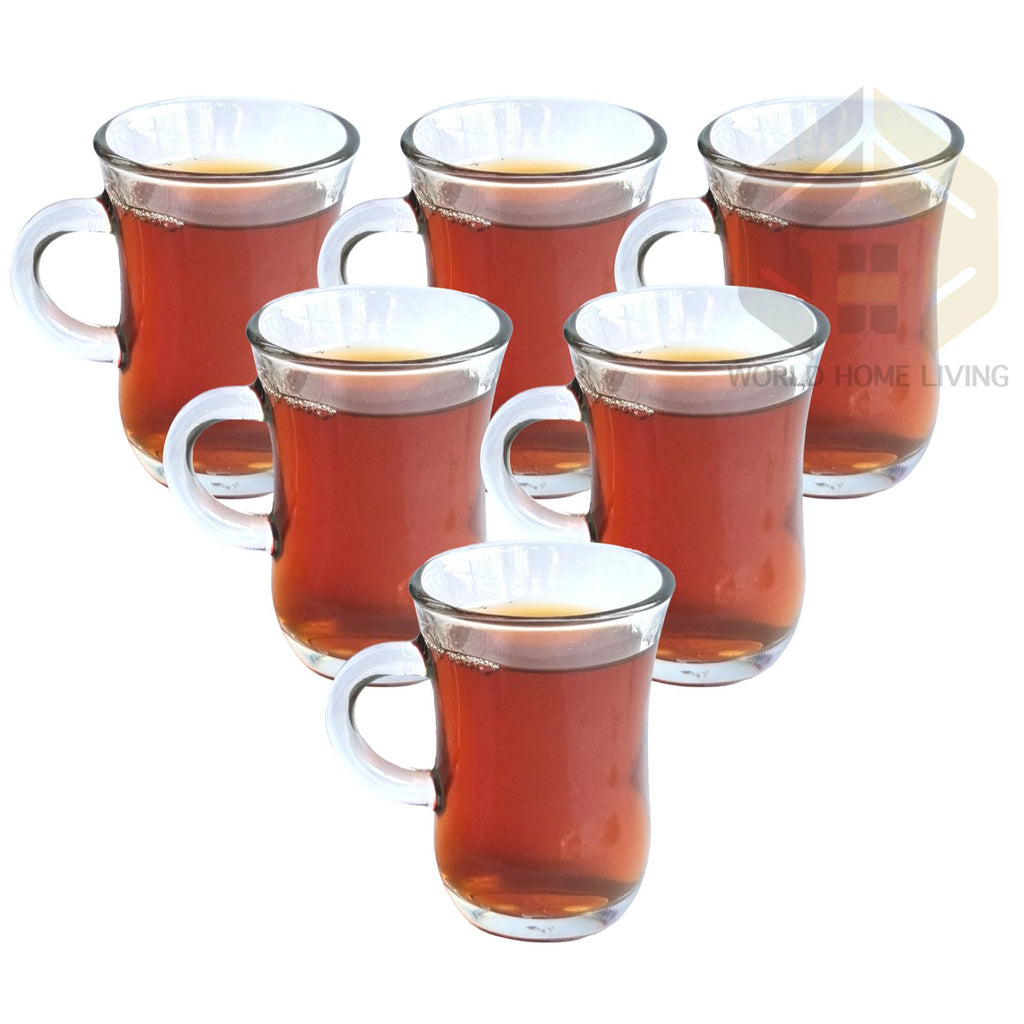 Turkish Tea Glasses 6pc Set Luxury Sturdy Design Cups Arabian Tea House LAV