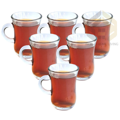 Juego de 6 vasos de té turco, tazas de diseño resistente de lujo, casa de té árabe LAV