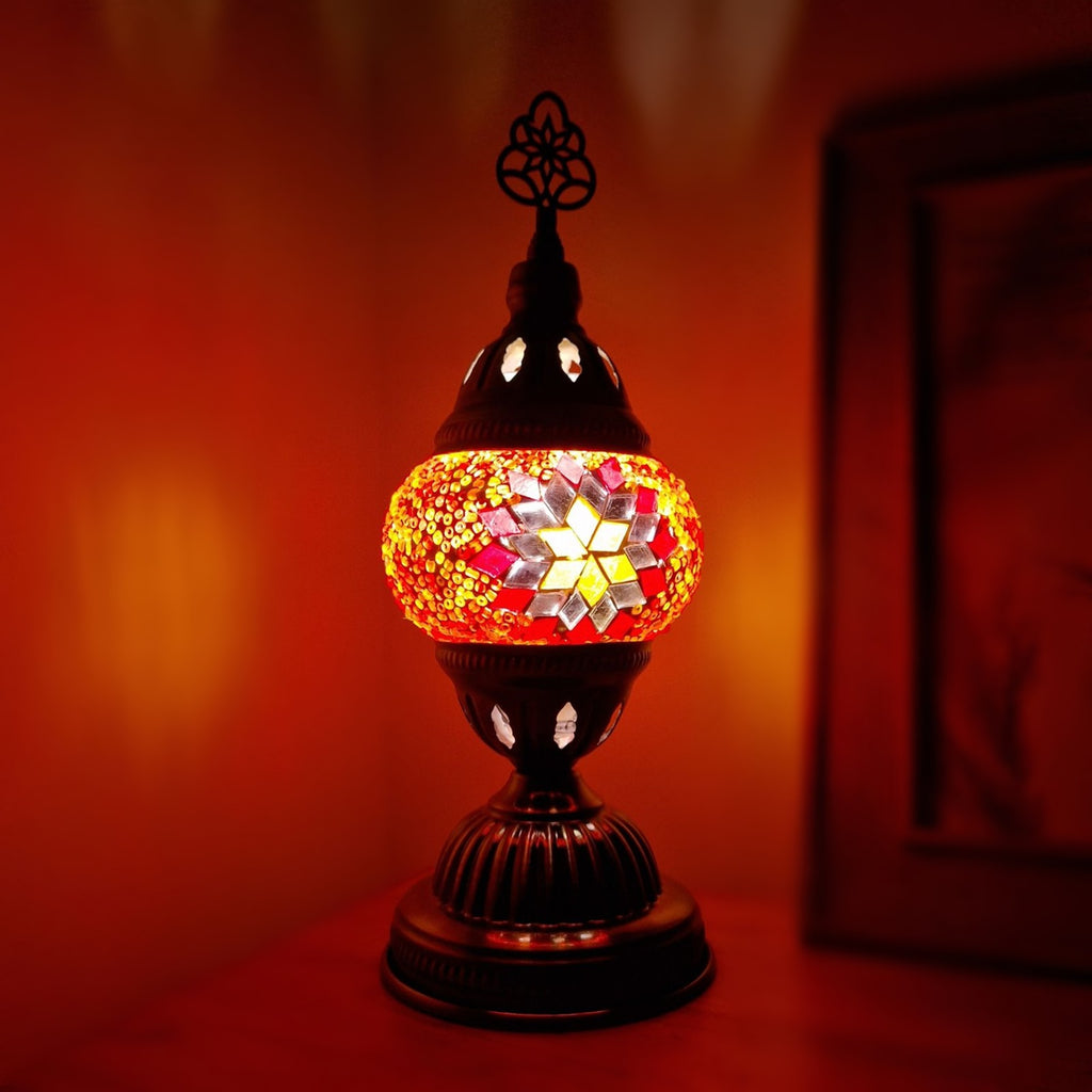 Türkisch-marokkanische Lampe, authentischer Glas-Schreibtisch im Tiffany-Stil, CE-geprüft