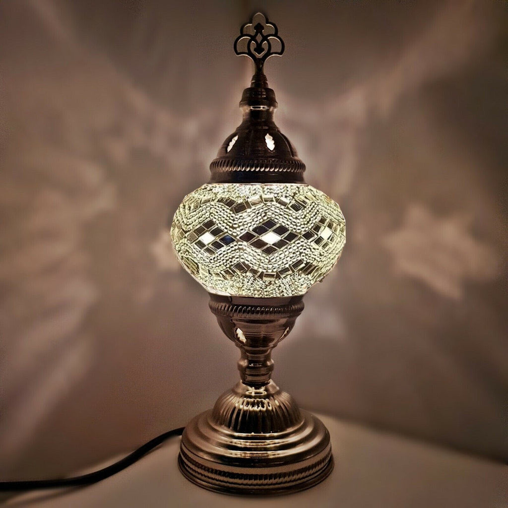 Moroccan Turkish Silver Mosaic Table Lamp