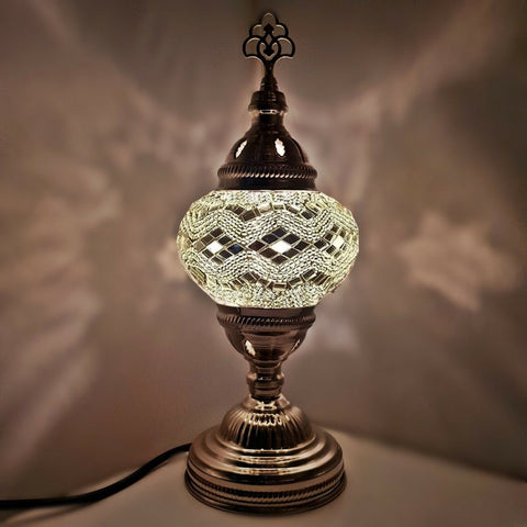 Moroccan Turkish Silver Mosaic Table Lamp