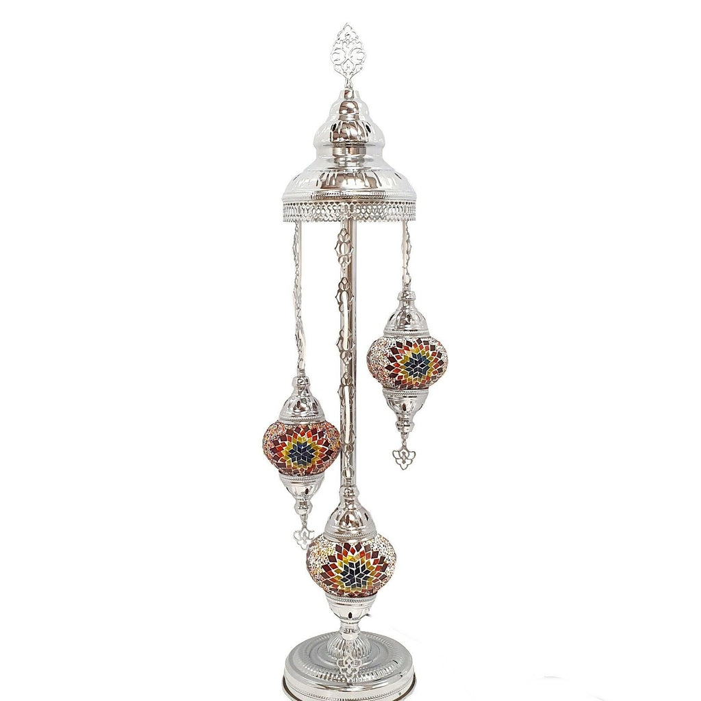 3 Ball Moroccan Turkish Style Silver Floor Lamp S-MC7