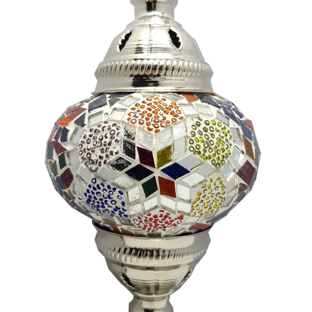 Moroccan Turkish Silver Mosaic Table Lamp