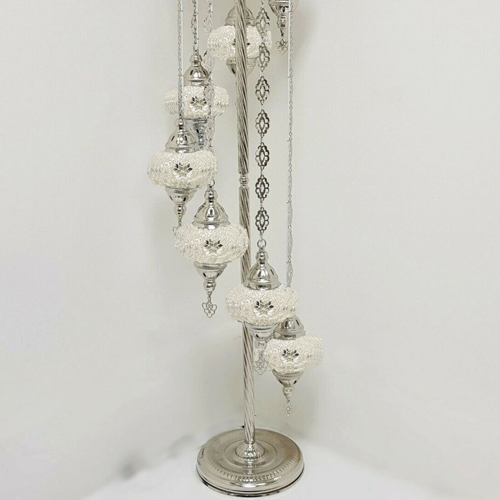 7 Ball Moroccan Turkish Style Silver Floor Lamp Large Glass SLW1