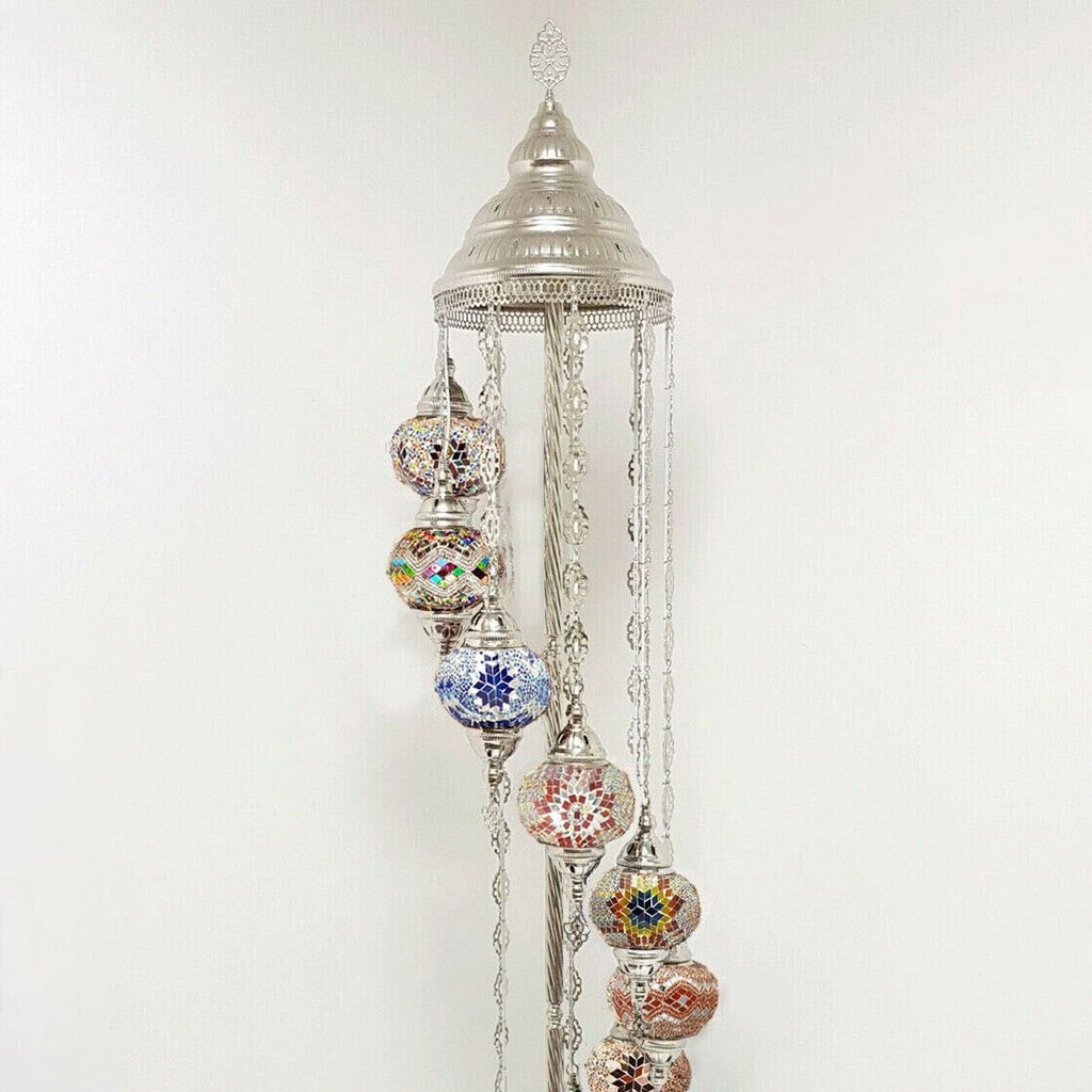 9 Ball Moroccan Turkish Style Silver Floor Lamp SMIX