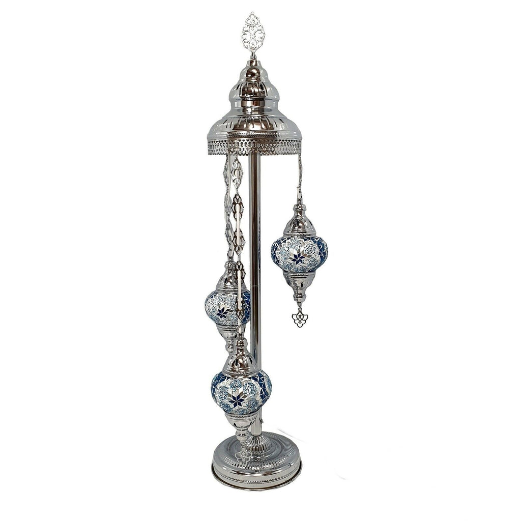 3 Ball Moroccan Turkish Style Silver Floor Lamp S-B4A