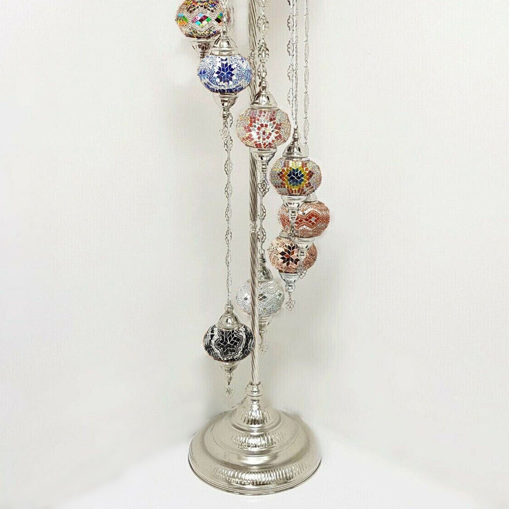 9 Ball Moroccan Turkish Style Silver Floor Lamp SMIX