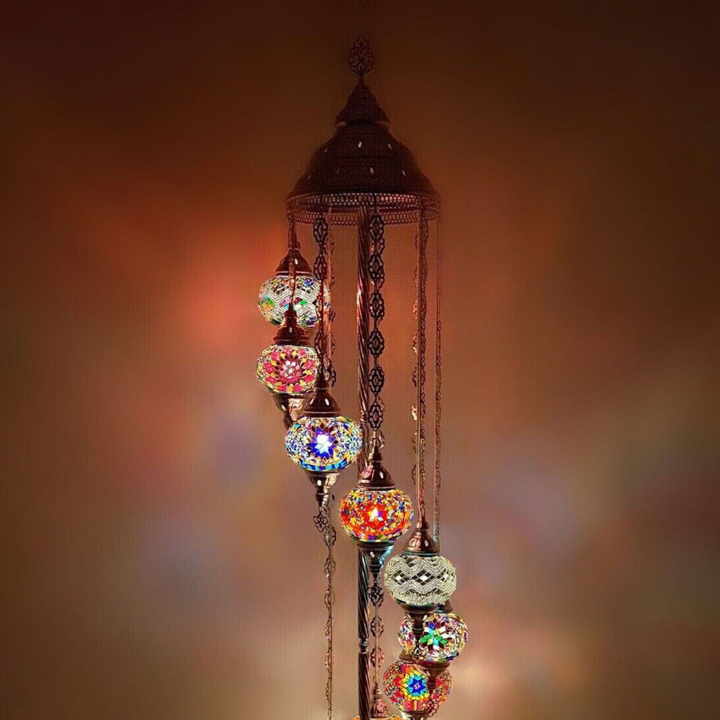 Silberne Stehlampe im marokkanischen türkischen Stil mit 9 Kugeln SMIXWHITE