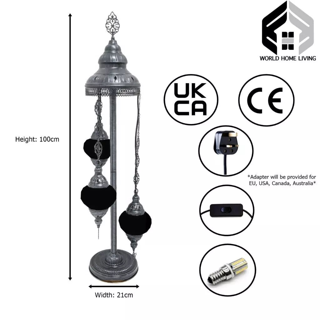 3 Ball Moroccan Turkish Style Silver Floor Lamp MC11