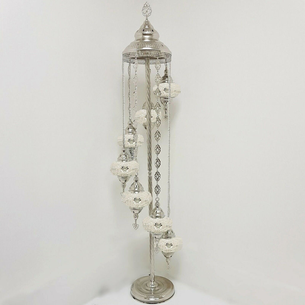 7 Ball Moroccan Turkish Style Silver Floor Lamp Large Glass SLW1