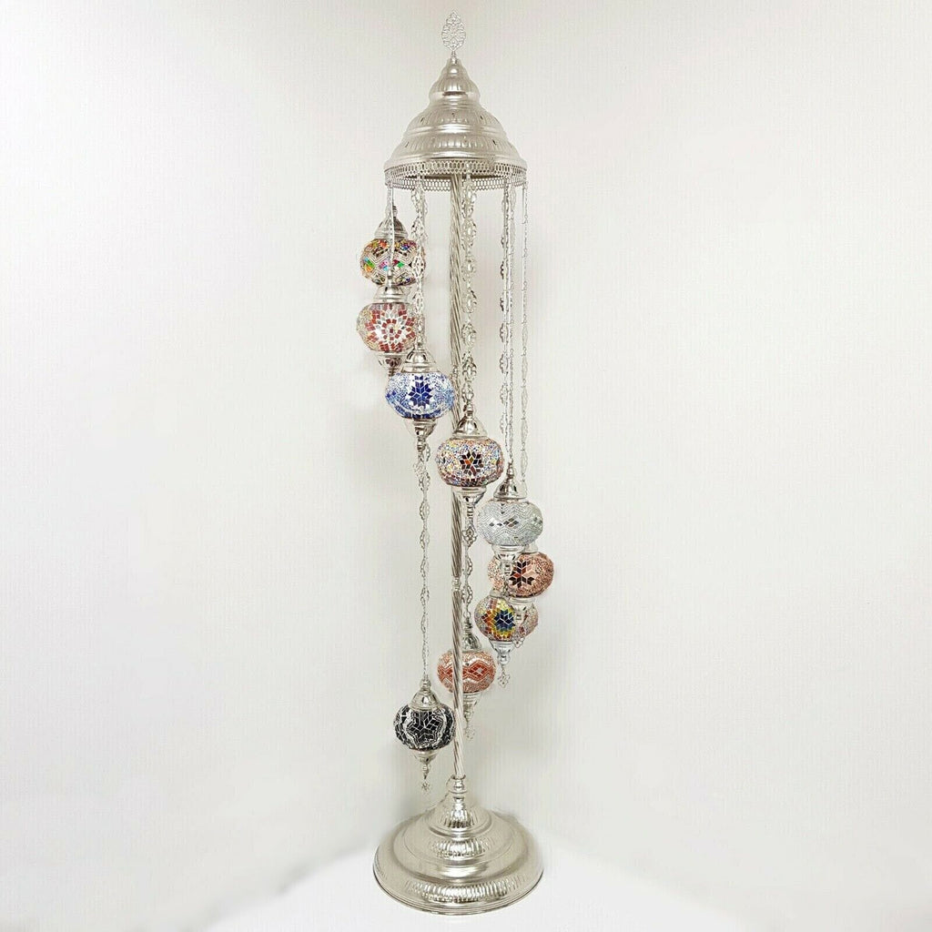 Silberne Stehlampe im marokkanischen türkischen Stil mit 9 Kugeln SMIXWHITE