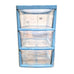 LARGE 3 PLASTIC DRAWER BLUE - TOWER UNIT TROLLEY CHEST DRAWER SCHOOL OFFICE HOME